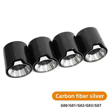 BMW G80 G82 G87 M Performance Carbon Fiber Exhaust Tips - Quad 4-Piece Set - Gloss Black & Stainless Steel for M2 M3 M4 - Direct Bolt-On