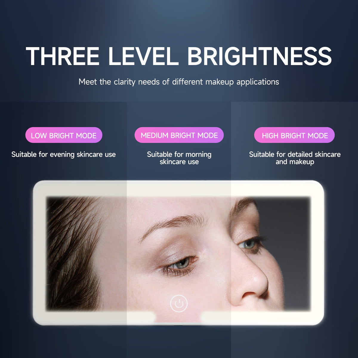 Sun Visor Vanity Mirror with Lights- Rechargeable HD Makeup Mirror with Dimmable Fill Light, Universal Ultra-Thin Design for All Vehicles