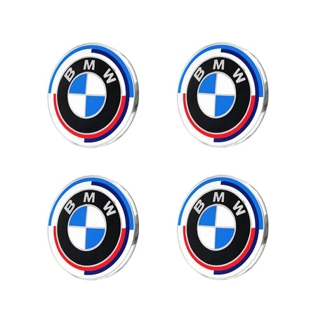 50th Anniversary Heritage Style Car Emblems - Set of 2 Retro Motorsport Hood & Trunk Badges - Universal Fit for Most BMW Models