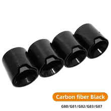 BMW G80 G82 G87 M Performance Carbon Fiber Exhaust Tips - Quad 4-Piece Set - Gloss Black & Stainless Steel for M2 M3 M4 - Direct Bolt-On