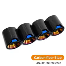 BMW G80 G82 G87 M Performance Carbon Fiber Exhaust Tips - Quad 4-Piece Set - Gloss Black & Stainless Steel for M2 M3 M4 - Direct Bolt-On