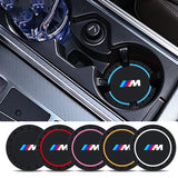 2-pcs BMW Style Car Cup Holder Coasters - Universal Anti-Slip Silicone Mats for BMW 1-7 Series, X1-X7, i3, i4 - Interior Styling Accessories