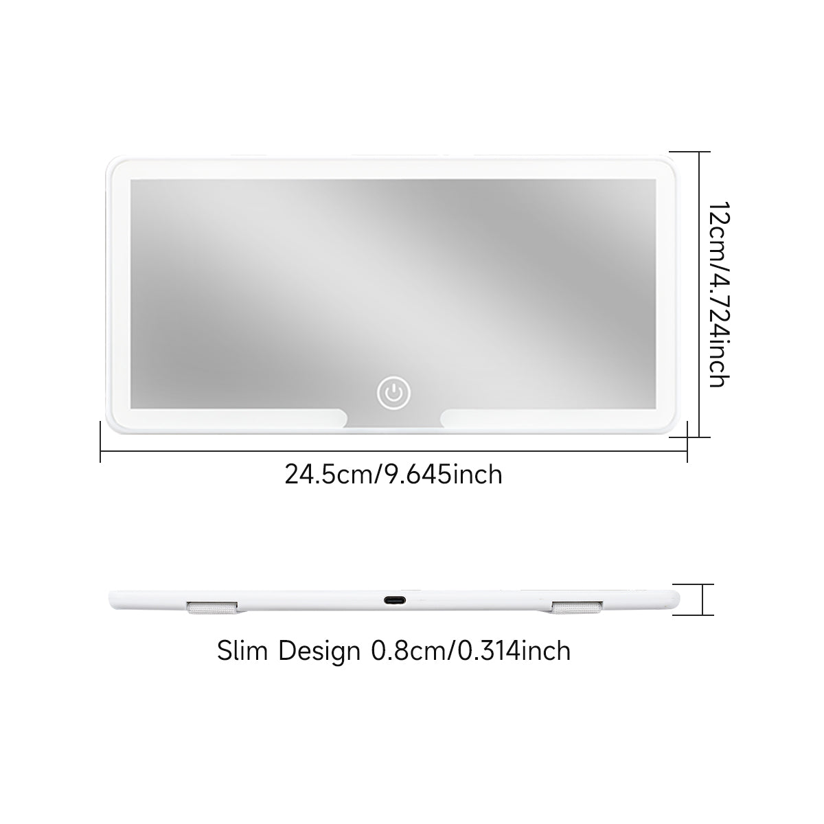 Sun Visor Vanity Mirror with Lights- Rechargeable HD Makeup Mirror with Dimmable Fill Light, Universal Ultra-Thin Design for All Vehicles