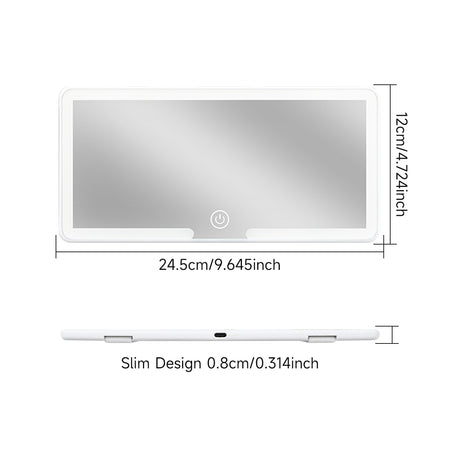 LED Car Sun Visor Vanity Mirror - Rechargeable HD Makeup Mirror with Dimmable Fill Light, Universal Ultra-Thin Design for All Vehicles