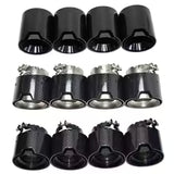 BMW G80 G82 G87 M Performance Carbon Fiber Exhaust Tips - Quad 4-Piece Set - Gloss Black & Stainless Steel for M2 M3 M4 - Direct Bolt-On