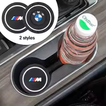 2-Pack BMW Car Cup Holder Coasters - Universal Anti-Slip Silicone Mats for BMW 1-7 Series, X1-X7, i3, i4 - Interior Styling Accessories