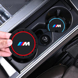 2-pcs BMW Style Car Cup Holder Coasters - Universal Anti-Slip Silicone Mats for BMW 1-7 Series, X1-X7, i3, i4 - Interior Styling Accessories