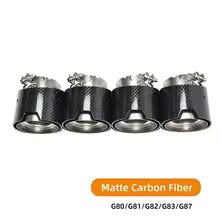 BMW G80 G82 G87 M Performance Carbon Fiber Exhaust Tips - Quad 4-Piece Set - Gloss Black & Stainless Steel for M2 M3 M4 - Direct Bolt-On