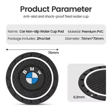 2-Pack BMW Car Cup Holder Coasters - Universal Anti-Slip Silicone Mats for BMW 1-7 Series, X1-X7, i3, i4 - Interior Styling Accessories
