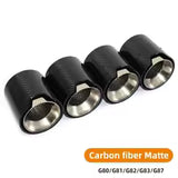 BMW G80 G82 G87 M Performance Carbon Fiber Exhaust Tips - Quad 4-Piece Set - Gloss Black & Stainless Steel for M2 M3 M4 - Direct Bolt-On