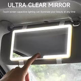 Sun Visor Vanity Mirror with Lights- Rechargeable HD Makeup Mirror with Dimmable Fill Light, Universal Ultra-Thin Design for All Vehicles
