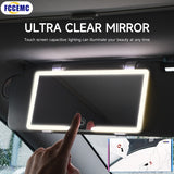 Sun Visor Vanity Mirror with Lights- Rechargeable HD Makeup Mirror with Dimmable Fill Light, Universal Ultra-Thin Design for All Vehicles