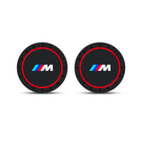 2-pcs BMW Style Car Cup Holder Coasters - Universal Anti-Slip Silicone Mats for BMW 1-7 Series, X1-X7, i3, i4 - Interior Styling Accessories