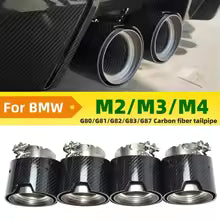 BMW G80 G82 G87 M Performance Carbon Fiber Exhaust Tips - Quad 4-Piece Set - Gloss Black & Stainless Steel for M2 M3 M4 - Direct Bolt-On