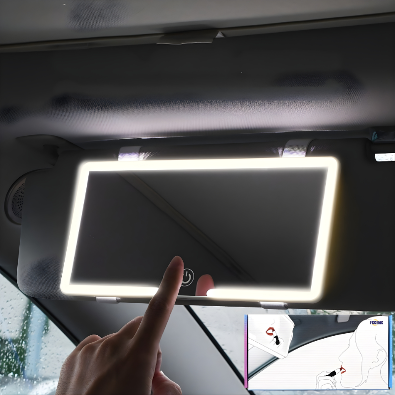Car Interior Mirrors Sun Visor Plate LED HD Makeup Mirror for Girls Women Rechargeable Fill Light Universal Thin Vanity Mirror